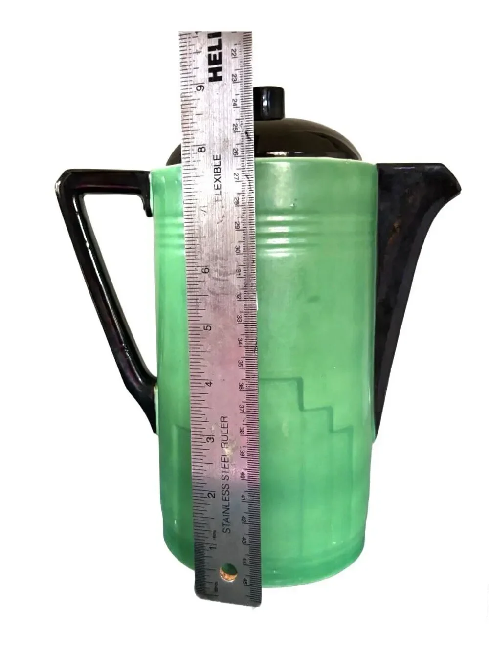 Vintage Art Deco Czech Jade Green Coffee Pot Czechoslovakia Ceramic